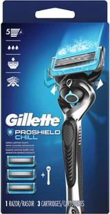 Gillette Fusion5 ProShield Chill Mens Razor Handle And 3 Blade Refills, Men