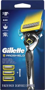 Gillette Pro Shield Razor Handle 3 Blade Refills MADE IN USA, Men