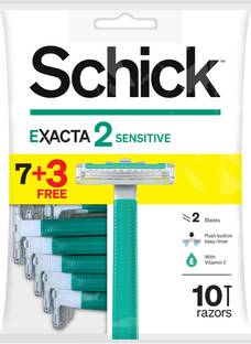 Schick Exacta2 Sensitive Twin Blade Disposable Razor For Men- With Lube Strip-7+3 Razor, Men