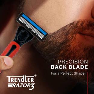 TRENDLER 3 Blade Shaving Razor + 10 Cartridge Safety comb and flexible head for Razor, Men