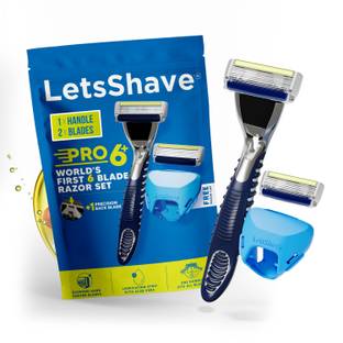 LetsShave Pro 6 Plus Face & Body Manual Shaving Razor for Men (1Handle 2 Blade), Men