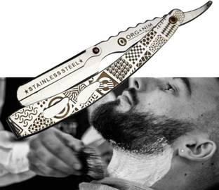 Organim care products Silver Folding Stainless Steel Straight Razor, Salon And Personal Use, Men & Women