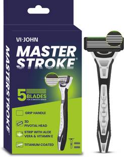VI-JOHN Master Stroke Ultra Pro 5 Blade Shaving Razor for men (1 Handle + 2 Cartridges), Men