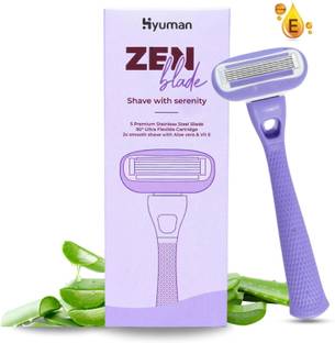 Hyuman Body Razor for Women Hair removal | 5-Blade | Aloe Vera & Vit E Lubricating Ring, Women