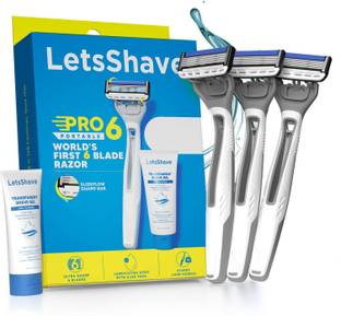 LetsShave Pro 6 Portable Shaving Razor For Men with Transparent Shave Gel 15ml, Men