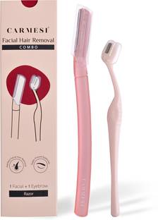 Carmesi Face Hair Removal Combo | 1 Face Razor & 1 Eyebrow Razor | Instant & Painless, Women