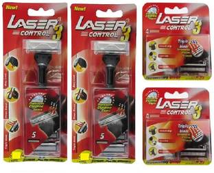LASER Control 3 Triple Blade-Pivot Razor Set of 2, Control 3 Cartridge Set of 2, Men