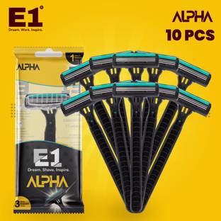 E1 Alpha 3 Blade Disposable Handle Razor Blades for Men (Pack of 10), Men