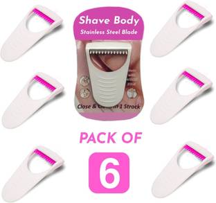 Prefetto COSMO Women's Disposable Plastic Skin Hair Remover Safty Stainless Razor Blade, Pack of 6, Women