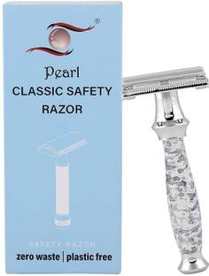 Pearl Shaving PSR Double Edge Butterfly Safety Razor (SS-95 Marble White, Men