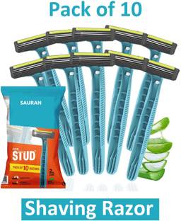 Sauran Pack of 10 Shaving Razor Flexi Smooth Stud Razor SRB12, Men