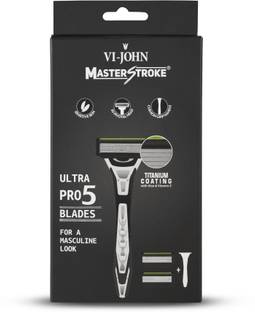 VI-JOHN Master Stroke Ultra Pro 5 Blade Shaving Razor for men (1 Handle + 2 Cartridges), Men