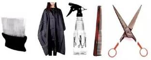 SHALIMAR SCISSORS COMPANY Salon Accessories Scissor,Spray Bottle,Haircutting Apron ,1 Comb,1 Neck Brush, Men & Women