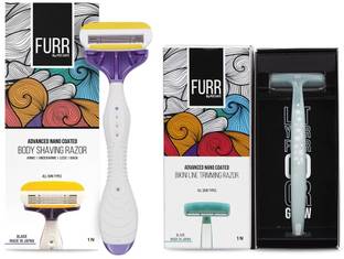 FURR By Pee Safe Body Shaving & Bikini Line Razor Combo For Women, Women