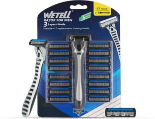 SBFFURNITURE WETELL 3-Layer Blade Razor for Men – 1 Handle with 17 Replacement Shaving Heads, Men