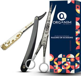 Organim care products Barber razor with barber scissor combo of 2, Men & Women