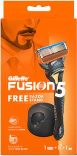 Gillette Fuson Razor for men with back blade beard shaper | Razor + Stand, Men