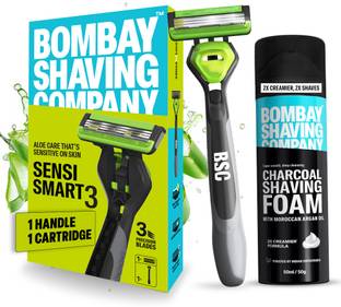 BOMBAY SHAVING COMPANY Sensi Smart 1 Shaving Razor for Men (Handle + Cartridge + Shaving Foam), Men