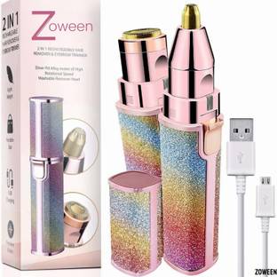 zoween Portable 2 In 1 Eyebrow Remover and Hair Remover for women Face, Lips, Nose, Women