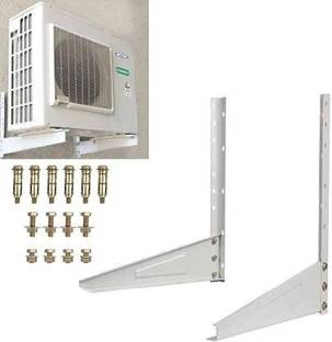 Shop4Ever Heavy Duty Air Conditioner Outdoor Wall Mounting Brackets (Silver) 46cm x 11cm Shelf Bracket