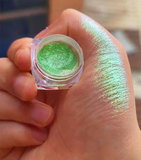 MYEONG Light Green Pigments Dust Shimmer, Matte, Glitter, Rainbow Make Up Powder Highlighter