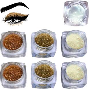 vizo Eye shadow Fine Glitter Cosmetic Powder Golden & White Shade with Glitter-glue