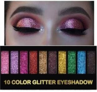 BLUST&FAMME 10 color glitter eyeshadow highly pigmented long wear glitter pack of 1