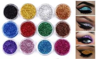 Yuency 12 Color Loose Shimmer Multicolor Eye Shadow Glitter Powder
