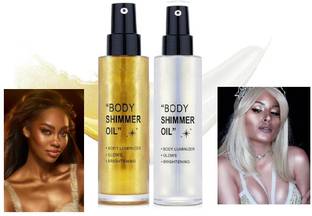 tanvi27 Body Shimmer Oil, Liquid Highlighter Sliver Shimmer Body Oil, Long Lasting