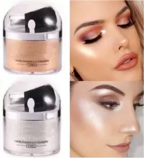 XTREME GLOSSY GOLD & SILVER 2 IN 1 GLIITER SHIMMER FINISH MULTI USE LOOSE HIGHLIGHTER POWDER