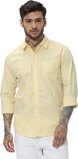 MUFTI Men Solid Casual Yellow Shirt