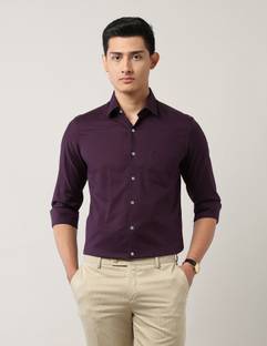 ARROW Men Self Design Formal Purple Shirt