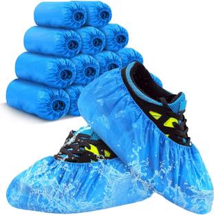 DISHIVA Pack of 100 Pcs Disposable Shoe Covers | Waterproof Non-Slip Boot Protectors PP (Polypropylene) Blue Boots Shoe Cover