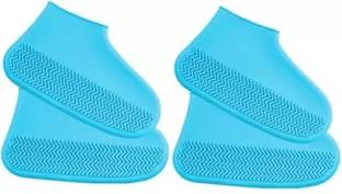kripara Reusable Rainproof/Non-Slip Resistant Silicon Waterproof Shoe Cover Silicone Blue Boots Shoe Cover, High Ankle Shoe Cover, Toes Shoe Cover