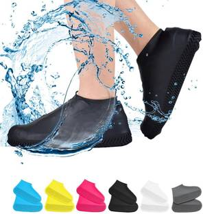 Porquepine Shoe Cover for rain Reusable Antiskid Waterproof Silicone black Boots Shoe Cover, Flat Shoe Cover, High Ankle Shoe Cover, High Heeled Shoe Cover