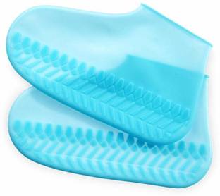 GVJ TRADERS Silicone Rain Shoe Covers Sand-proof Waterproof Non-slip Portable Shoe Covers_L Silicone Sky Blue Boots Shoe Cover