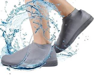 Dermeida Portable Silicone Rain Shoe Covers Silicone Grey Boots Shoe Cover, Flat Shoe Cover