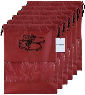 HOMESTIC Shoe Cover/String Bag Organizer|Pack of 6 (Maroon) Polyester Maroon Boots Shoe Cover, Flat Shoe Cover