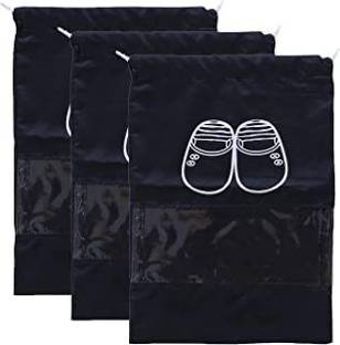 Tekbazaar Urban Shoe Bag for Travel |Shoe Cover for Storage | Perfect for Travel & tracking| Microfibre Black Boots Shoe Cover, Flat Shoe Cover, High Ankle Shoe Cover