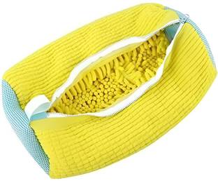 CONTACTS Shoe Wash Bag | 360° Wrap Design | Reusable for Machine & Dryer Use Microfibre Yellow Flat Shoe Cover