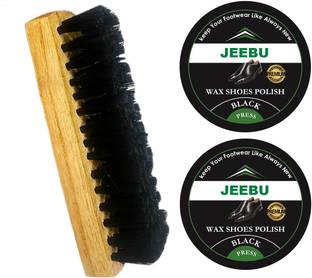 JEEBU 2 x Leather Shoe Black Polish Cream & 1 x Single Sided Brush for Shoes Cleaning Leather Shoe Cream