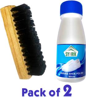 Oinic (Pack of 2) White Canvas Shoe Polish & Shoe Brush. Ideal for Canvas shoe Canvas Shoe Liquid Polish