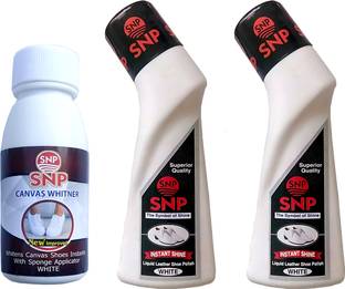 SNP Shoe Polish White 75 ml + Canvas 120 gm (Pack of 3) Canvas, Synthetic Leather, Leather Shoe Liquid Polish