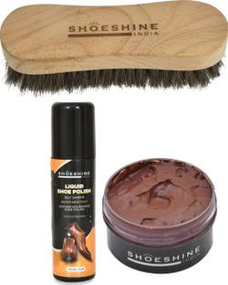 SHOESHINE Brown shoe cream with Neutral shoe polish and Brush Leather, Synthetic Leather Shoe Cream
