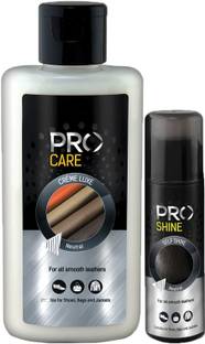 Pro CARE COMBO I CREMELUXE SHOE MOISTURIZER-150ml I LIQUID POLISH NEUTRAL-75ml Leather, Synthetic Leather Shoe Liquid Polish
