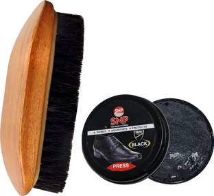 SNP Wax Shoe Polish Black - 40gm Leather / Horse Hair Shoe Polish Brush Shoe Care Kit