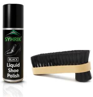 Graphene (Set of 2) 1- Black Liquid Shoe Polish & 1-Double Side Shoe Brush. Leather, Synthetic Leather Shoe Liquid Polish