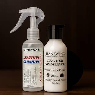 HANSWING Leather Cleaner and Conditioner kit Combo for Sofa, Car Seats, Jacket, Bags Leather, Patent Leather, Synthetic Leather Shoe Liquid Polish