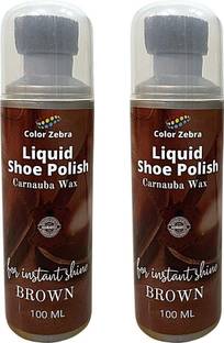 Color Zebra Liquid Shoe Polish Color - Brown (Pack of 2 x 100 ML) Leather Shoe Liquid Polish