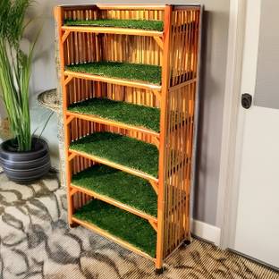 UnrealMonk UnrealMonk Bamboo Rack 6 Tier Books Shoes Office Files Shelf Stand Home Kitchen Bamboo Shoe Stand